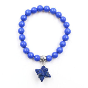 1 Pcs Reiki Merkaba Star Energy Bracelets Natural Amethysts Rose Quartzs Crystal Beads Elastic Merkabah Bangle for Women Jewelry