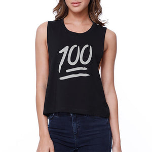 100 Points Crop Tee Back To School Sleeveless Shirt Junior Tank Top Women - Apparel - Activewear - Tops