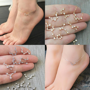 12 Zodiac Vintage Anklets in Gold Silver and Crystal