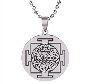 2018 New Sri Yantra Mandala Sacred Geometry Pendant Necklace Stainless Steel Pendants Om Meditate Chain Silver Jewelry HZ7 SS-0033 Chain Necklaces