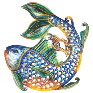 24 inch Painted Fish & Shell (GC) Metal Wall Art