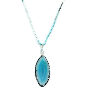 5 Way Pave Blue Agate Necklace and Bracelet Women - Jewelry - Necklaces