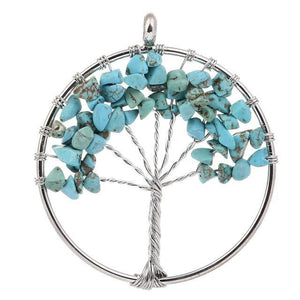 7 Chakra Color Tree of Life Pendant Necklace Blue Pendant Necklaces