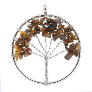 7 Chakra Color Tree of Life Pendant Necklace Brown Pendant Necklaces