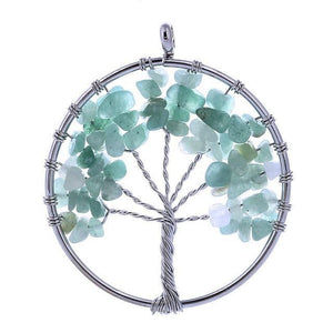 7 Chakra Color Tree of Life Pendant Necklace Green Pendant Necklaces