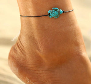 Aquamarine Tortoise Anklet for Beach Lovers
