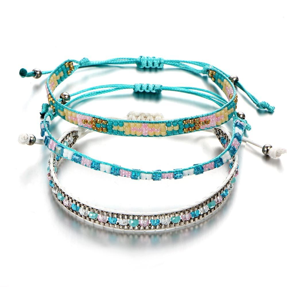 Beaded Friendship Bracelets with Aquamarine Beads - One Tribe Apparel