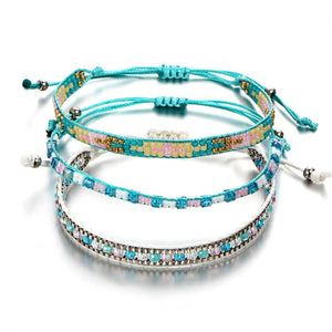 Beaded Friendship Bracelets with Aquamarine Beads