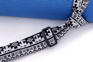 Black and White Aztec Yoga Mat Strap Yoga