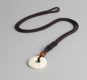 Black Braided Rope Tibetan Pendant Necklace