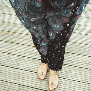 Black Plume Peacock Harem Pants Harem Pants