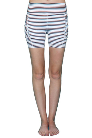 Black & White Stripe 5 inch - Pocket Short Women - Apparel - Activewear - Shorts