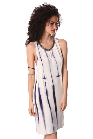 Blue slip dress in tie dye S / White Women - Apparel - Dresses - Day to Night