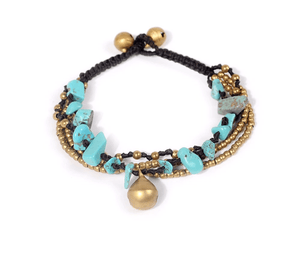 Blue Stones Layered Anklet