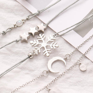 Bohemian Star Moon Snowflake Opal Bracelet Set Women - Jewelry - Bracelets