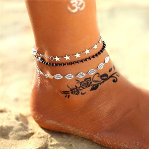 Boho Beach Anklets  & Charm Anklets with Hamsa, Om, and Infinity Symbol