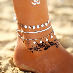 Boho Beach Anklets  & Charm Anklets with Hamsa, Om, and Infinity Symbol