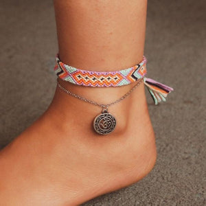 Braided Beach Anklet With Boho Charm