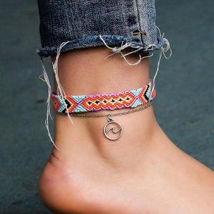 Braided Beach Anklet With Boho Charm