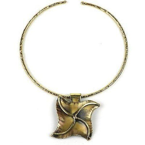 Brass Pinwheel Pendant Necklace  (GC) Brass Images