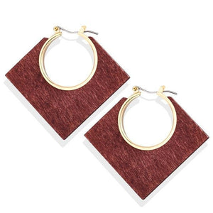 Brown & Gold Square Drop Earrings