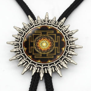 Chakra Spiritual Buddhist Sri Yantra Western Bolo Tie Sacred Geometry Sri Yantra Jewelry Meditation Vintage Bolo Tie 1 Choker Necklaces