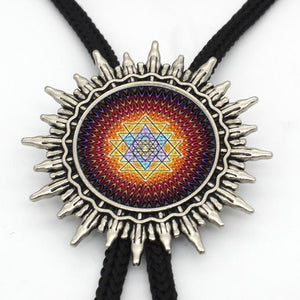 Chakra Spiritual Buddhist Sri Yantra Western Bolo Tie Sacred Geometry Sri Yantra Jewelry Meditation Vintage Bolo Tie 7 Choker Necklaces