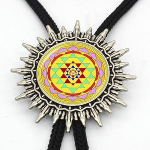 Chakra Spiritual Buddhist Sri Yantra Western Bolo Tie Sacred Geometry Sri Yantra Jewelry Meditation Vintage Bolo Tie 8 Choker Necklaces