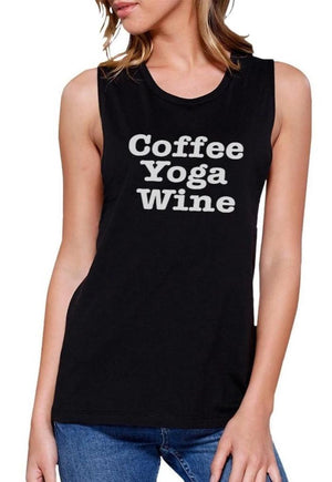 Coffee Yoga Wine Work Out Muscle Tee Cute Workout Sleeveless Tank Women - Apparel - Activewear - Tops