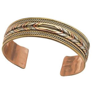 Copper and Brass Cuff Bracelet: Healing Braid (GC) Multicolor Bracelet
