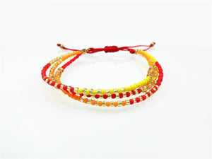 Orange and Yellow Crystal Glass Beads Friendship Bracelet