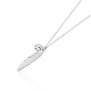 Feather Necklace, Silver Plated Feather and Birthstone Necklace, Elegant Necklace Women - Jewelry - Necklaces
