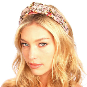 Floral Silk Top Knot Headband Rose Floral Women - Accessories - Hair Accessories