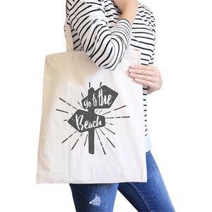 Go To The Beach Natural Canvas Bags Women - Bags - Totes
