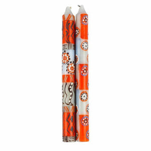 Hand Painted Candles in Kukomo Design (pair of tapers) (GC) Candles