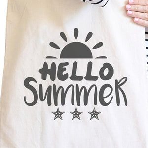 Hello Summer Sun Natural Canvas Bags Women - Bags - Totes