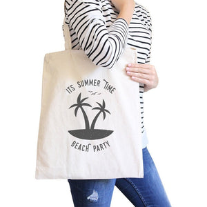 It's Summer Time Beach Party Natural Canvas Bags Women - Bags - Totes