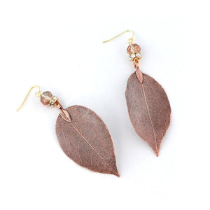 Leaf Earrings with Sterling Silver French Wires Copper Women - Jewelry - Earrings