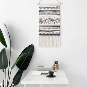 Macrame Tapestry with Tassels - Nordic Woven Tapestry