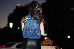 Mechaly Women's Jamie Blue Vegan Leather Backpack Women - Bags - Backpacks
