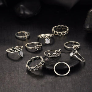 Moonstone Vintage Boho Ring Set
