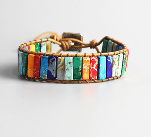 Multicolor 7 Chakra Tube Beads  Bracelet