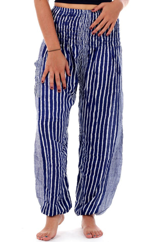 Navy Blue Stripe  Harem Pants Standard / Blue Harem Pants