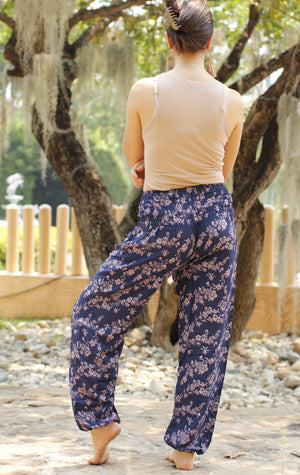 Navy Floral Harem Pants Standard / Navy Harem Pants