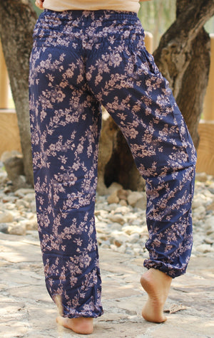 Navy Floral Harem Pants Standard / Navy Harem Pants