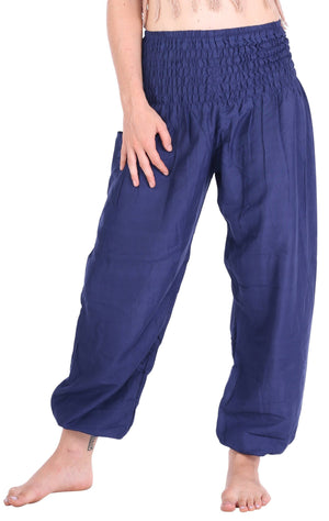 Navy Solid Harem Pants Standard / Blue Harem Pants