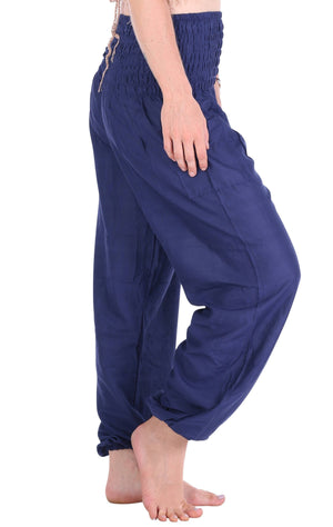 Navy Solid Harem Pants Standard / Blue Harem Pants