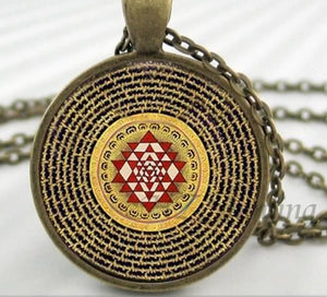 NS 00806 chakra Spiritual Buddhist Sri Yantra Pendant Necklace Sacred Geometry Sri Yantra Jewelry meditation Necklace HZ1 2 / Silver Pendant Necklaces