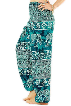 Ocean Blue Ancient Elephant Harem Pants Standard / Blue Harem Pants
