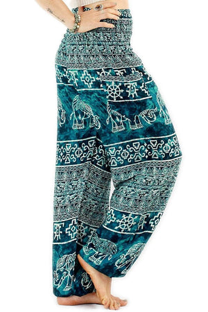 Ocean Blue Ancient Elephant Harem Pants Standard / Blue Harem Pants